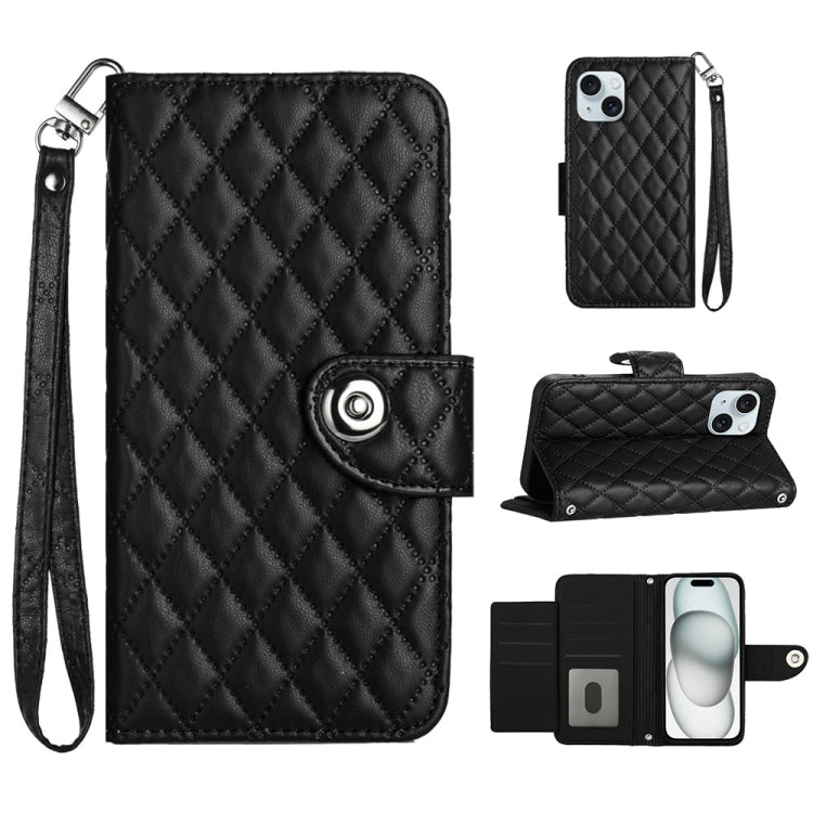 Étui de téléphone en cuir rabattable à texture losange avec cordon, pour iPhone 11, pour iPhone 11 Pro, pour iPhone XS / X, pour iPhone XR, pour iPhone XS Max, pour iPhone 8 Plus / 7 Plus / 6s Plus