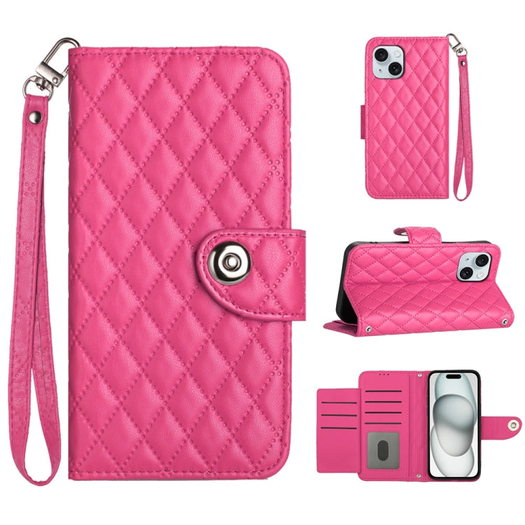 Étui de téléphone en cuir rabattable à texture losange avec cordon, pour iPhone 11, pour iPhone 11 Pro, pour iPhone XS / X, pour iPhone XR, pour iPhone XS Max, pour iPhone 8 Plus / 7 Plus / 6s Plus