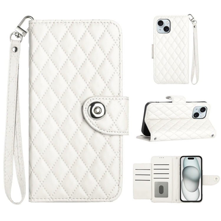 Étui de téléphone en cuir rabattable à texture losange avec cordon, pour iPhone 11, pour iPhone 11 Pro, pour iPhone XS / X, pour iPhone XR, pour iPhone XS Max, pour iPhone 8 Plus / 7 Plus / 6s Plus