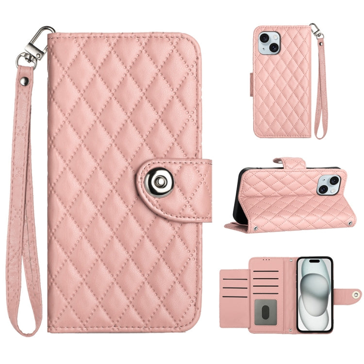 Étui de téléphone en cuir rabattable à texture losange avec cordon, pour iPhone 11, pour iPhone 11 Pro, pour iPhone XS / X, pour iPhone XR, pour iPhone XS Max, pour iPhone 8 Plus / 7 Plus / 6s Plus