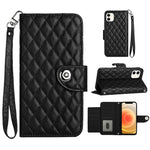 Étui de téléphone en cuir rabattable à texture losange avec cordon, pour iPhone 11, pour iPhone 11 Pro, pour iPhone XS / X, pour iPhone XR, pour iPhone XS Max, pour iPhone 8 Plus / 7 Plus / 6s Plus