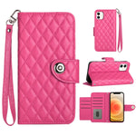 Étui de téléphone en cuir rabattable à texture losange avec cordon, pour iPhone 11, pour iPhone 11 Pro, pour iPhone XS / X, pour iPhone XR, pour iPhone XS Max, pour iPhone 8 Plus / 7 Plus / 6s Plus