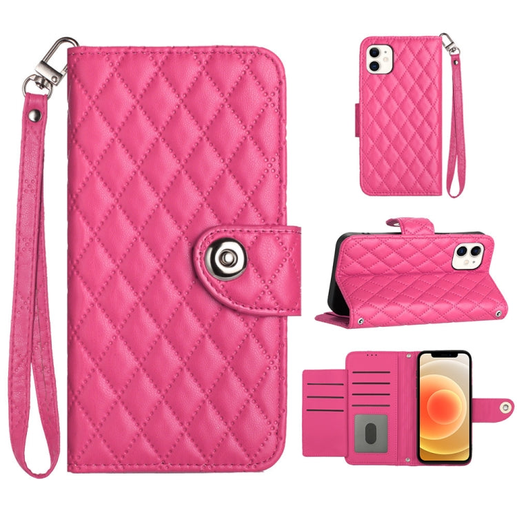 Étui de téléphone en cuir rabattable à texture losange avec cordon, pour iPhone 11, pour iPhone 11 Pro, pour iPhone XS / X, pour iPhone XR, pour iPhone XS Max, pour iPhone 8 Plus / 7 Plus / 6s Plus