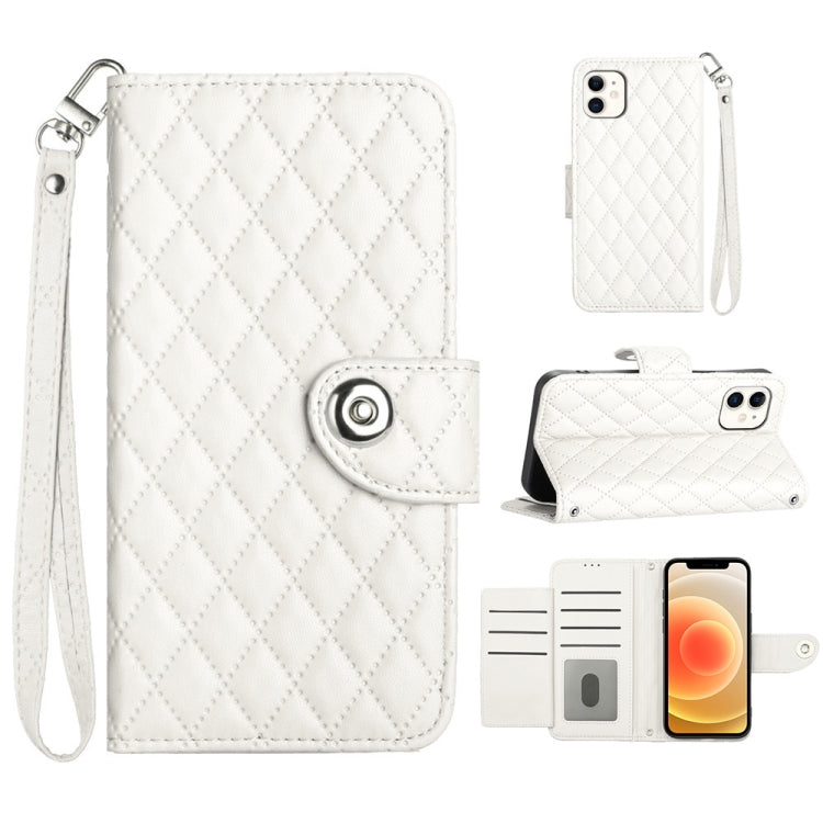 Étui de téléphone en cuir rabattable à texture losange avec cordon, pour iPhone 11, pour iPhone 11 Pro, pour iPhone XS / X, pour iPhone XR, pour iPhone XS Max, pour iPhone 8 Plus / 7 Plus / 6s Plus