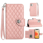 Étui de téléphone en cuir rabattable à texture losange avec cordon, pour iPhone 11, pour iPhone 11 Pro, pour iPhone XS / X, pour iPhone XR, pour iPhone XS Max, pour iPhone 8 Plus / 7 Plus / 6s Plus
