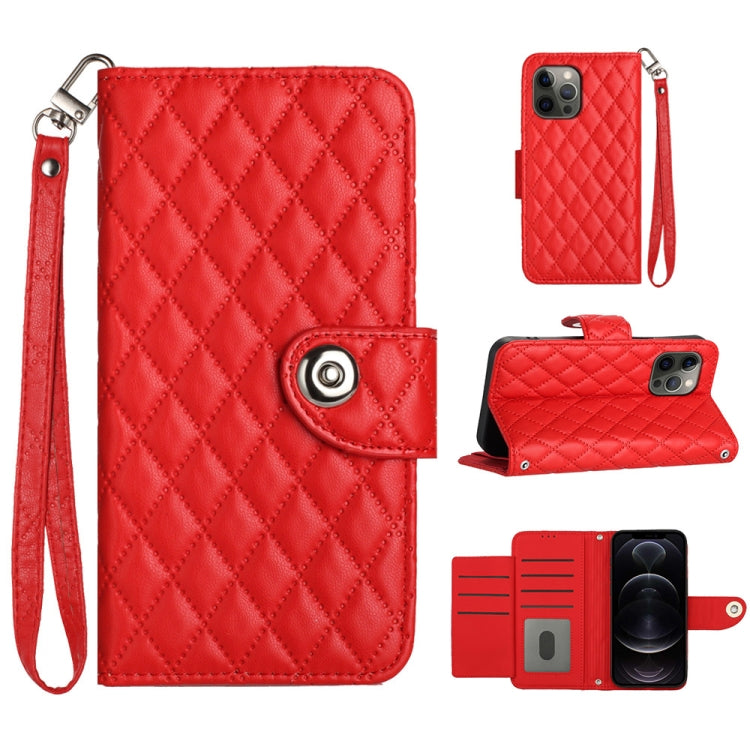 Étui de téléphone en cuir rabattable à texture losange avec cordon, pour iPhone 11, pour iPhone 11 Pro, pour iPhone XS / X, pour iPhone XR, pour iPhone XS Max, pour iPhone 8 Plus / 7 Plus / 6s Plus