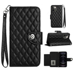 Étui de téléphone en cuir rabattable à texture losange avec cordon, pour iPhone 11, pour iPhone 11 Pro, pour iPhone XS / X, pour iPhone XR, pour iPhone XS Max, pour iPhone 8 Plus / 7 Plus / 6s Plus