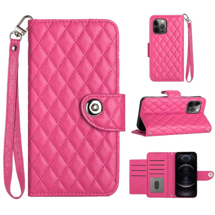 Étui de téléphone en cuir rabattable à texture losange avec cordon, pour iPhone 11, pour iPhone 11 Pro, pour iPhone XS / X, pour iPhone XR, pour iPhone XS Max, pour iPhone 8 Plus / 7 Plus / 6s Plus