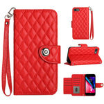 Étui de téléphone en cuir rabattable à texture losange avec cordon, pour iPhone 11, pour iPhone 11 Pro, pour iPhone XS / X, pour iPhone XR, pour iPhone XS Max, pour iPhone 8 Plus / 7 Plus / 6s Plus