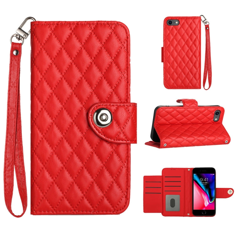 Étui de téléphone en cuir rabattable à texture losange avec cordon, pour iPhone 11, pour iPhone 11 Pro, pour iPhone XS / X, pour iPhone XR, pour iPhone XS Max, pour iPhone 8 Plus / 7 Plus / 6s Plus