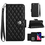 Étui de téléphone en cuir rabattable à texture losange avec cordon, pour iPhone 11, pour iPhone 11 Pro, pour iPhone XS / X, pour iPhone XR, pour iPhone XS Max, pour iPhone 8 Plus / 7 Plus / 6s Plus