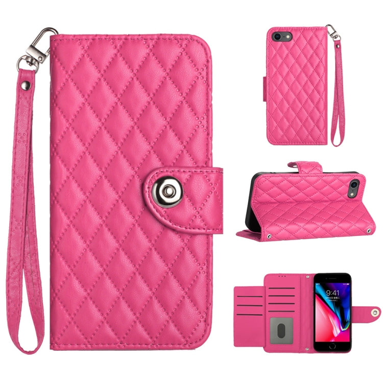 Étui de téléphone en cuir rabattable à texture losange avec cordon, pour iPhone 11, pour iPhone 11 Pro, pour iPhone XS / X, pour iPhone XR, pour iPhone XS Max, pour iPhone 8 Plus / 7 Plus / 6s Plus