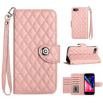 Étui de téléphone en cuir rabattable à texture losange avec cordon, pour iPhone 11, pour iPhone 11 Pro, pour iPhone XS / X, pour iPhone XR, pour iPhone XS Max, pour iPhone 8 Plus / 7 Plus / 6s Plus