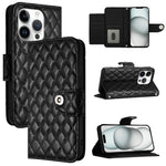 Étui de téléphone en cuir à rabat avec texture losange et cordon, Pour iPhone 17 Pro Max, Pour iPhone 17 Pro, Pour iPhone 17, Pour iPhone Air, Pour iPhone SE 2024, Pour iPhone 16 Pro Max, Pour iPhone 16 Pro, Pour iPhone 16 Plus