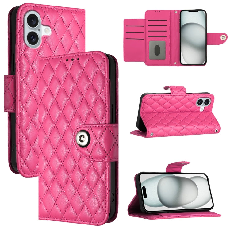 Étui de téléphone en cuir à rabat avec texture losange et cordon, Pour iPhone 17 Pro Max, Pour iPhone 17 Pro, Pour iPhone 17, Pour iPhone Air, Pour iPhone SE 2024, Pour iPhone 16 Pro Max, Pour iPhone 16 Pro, Pour iPhone 16 Plus