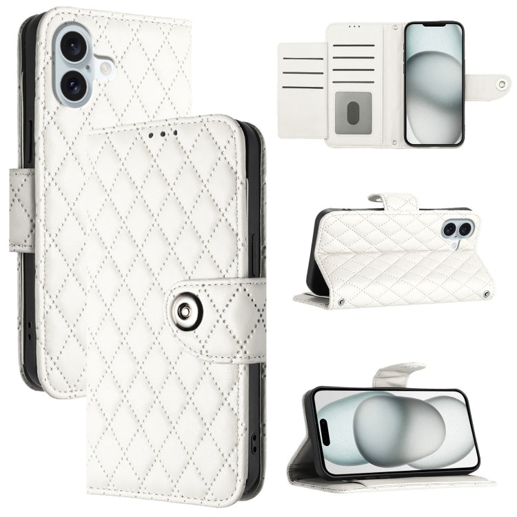 Étui de téléphone en cuir à rabat avec texture losange et cordon, Pour iPhone 17 Pro Max, Pour iPhone 17 Pro, Pour iPhone 17, Pour iPhone Air, Pour iPhone SE 2024, Pour iPhone 16 Pro Max, Pour iPhone 16 Pro, Pour iPhone 16 Plus
