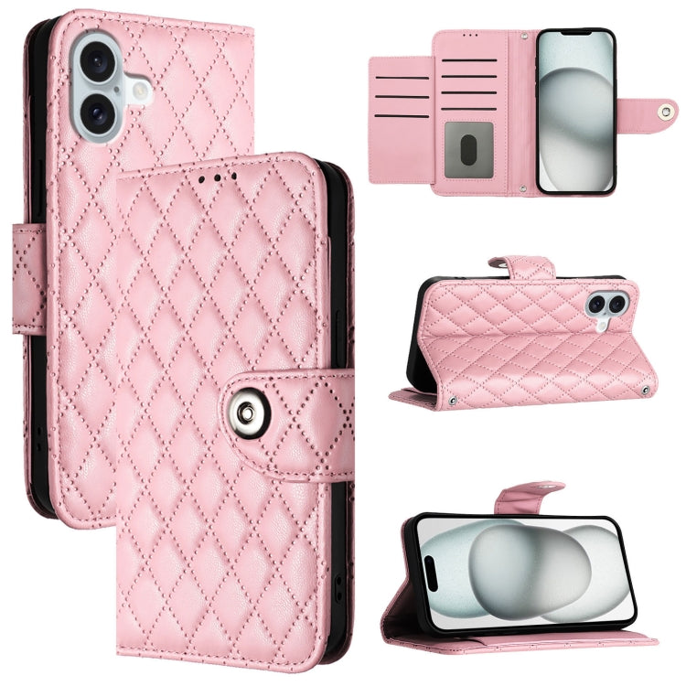 Étui de téléphone en cuir à rabat avec texture losange et cordon, Pour iPhone 17 Pro Max, Pour iPhone 17 Pro, Pour iPhone 17, Pour iPhone Air, Pour iPhone SE 2024, Pour iPhone 16 Pro Max, Pour iPhone 16 Pro, Pour iPhone 16 Plus