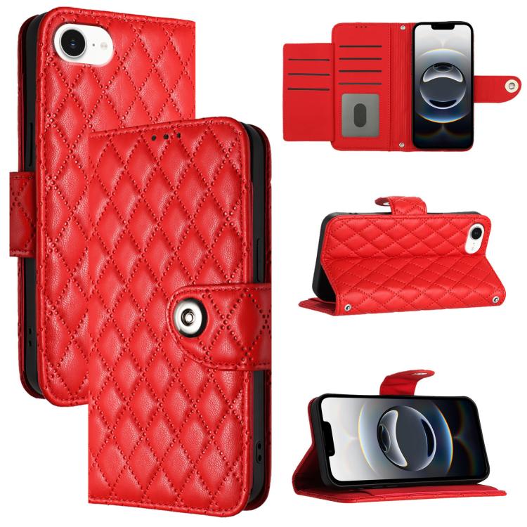 Étui de téléphone en cuir à rabat avec texture losange et cordon, Pour iPhone 17 Pro Max, Pour iPhone 17 Pro, Pour iPhone 17, Pour iPhone Air, Pour iPhone SE 2024, Pour iPhone 16 Pro Max, Pour iPhone 16 Pro, Pour iPhone 16 Plus