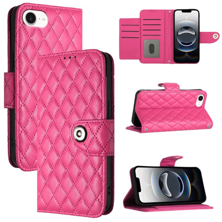 Étui de téléphone en cuir à rabat avec texture losange et cordon, Pour iPhone 17 Pro Max, Pour iPhone 17 Pro, Pour iPhone 17, Pour iPhone Air, Pour iPhone SE 2024, Pour iPhone 16 Pro Max, Pour iPhone 16 Pro, Pour iPhone 16 Plus