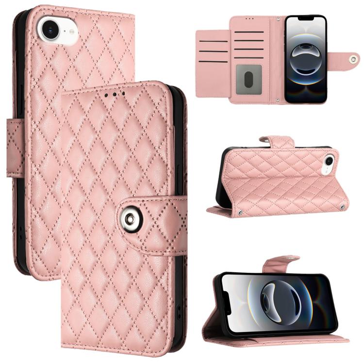 Étui de téléphone en cuir à rabat avec texture losange et cordon, Pour iPhone 17 Pro Max, Pour iPhone 17 Pro, Pour iPhone 17, Pour iPhone Air, Pour iPhone SE 2024, Pour iPhone 16 Pro Max, Pour iPhone 16 Pro, Pour iPhone 16 Plus