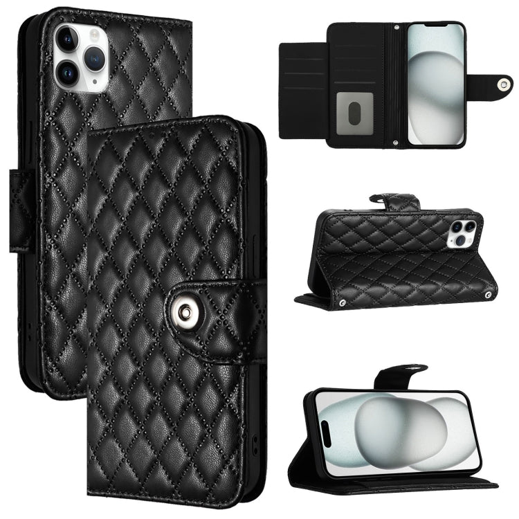 Étui de téléphone en cuir rabattable à texture losange avec cordon, pour iPhone 11, pour iPhone 11 Pro, pour iPhone XS / X, pour iPhone XR, pour iPhone XS Max, pour iPhone 8 Plus / 7 Plus / 6s Plus