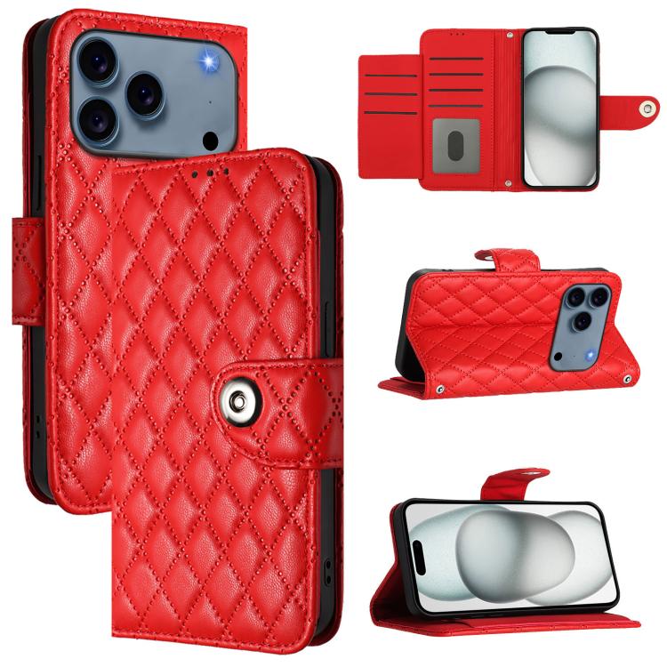 Étui de téléphone en cuir à rabat avec texture losange et cordon, Pour iPhone 17 Pro Max, Pour iPhone 17 Pro, Pour iPhone 17, Pour iPhone Air, Pour iPhone SE 2024, Pour iPhone 16 Pro Max, Pour iPhone 16 Pro, Pour iPhone 16 Plus