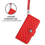 Étui de téléphone en cuir à rabat avec texture losange et cordon, Pour iPhone 17 Pro Max, Pour iPhone 17 Pro, Pour iPhone 17, Pour iPhone Air, Pour iPhone SE 2024, Pour iPhone 16 Pro Max, Pour iPhone 16 Pro, Pour iPhone 16 Plus