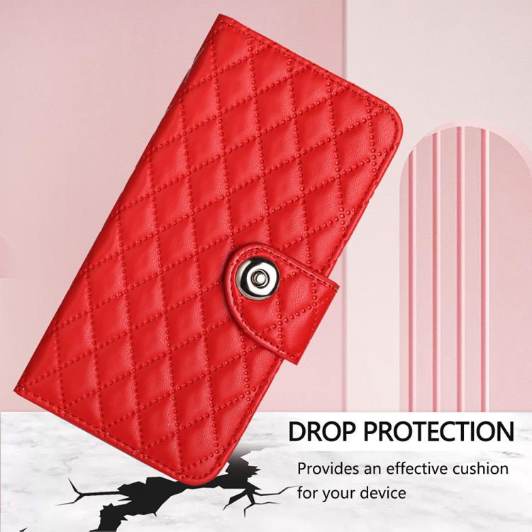 Étui de téléphone en cuir à rabat avec texture losange et cordon, Pour iPhone 17 Pro Max, Pour iPhone 17 Pro, Pour iPhone 17, Pour iPhone Air, Pour iPhone SE 2024, Pour iPhone 16 Pro Max, Pour iPhone 16 Pro, Pour iPhone 16 Plus