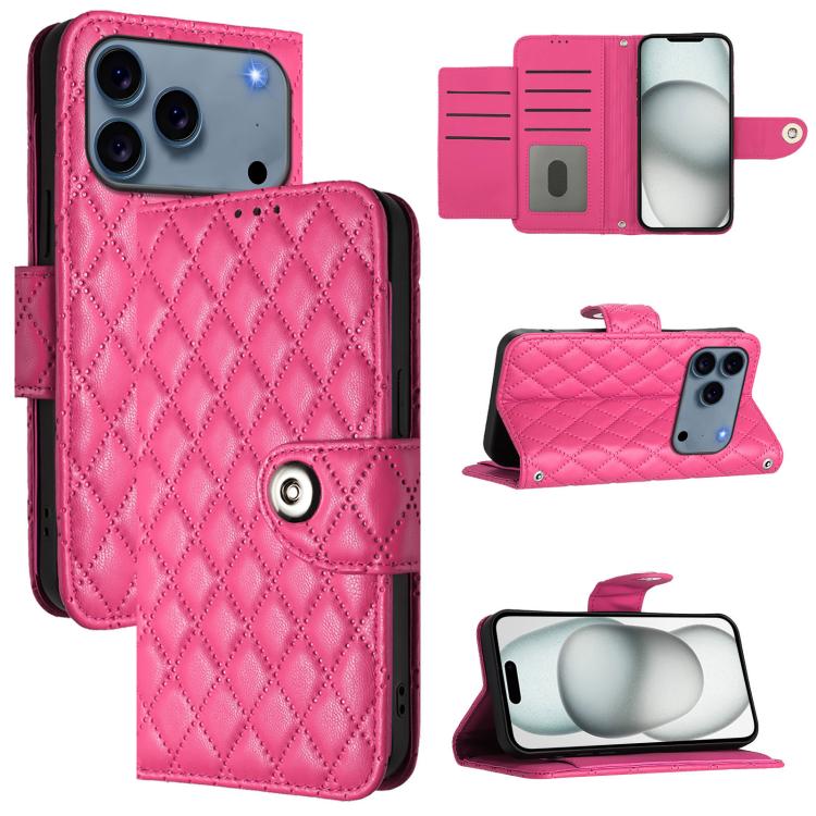 Étui de téléphone en cuir à rabat avec texture losange et cordon, Pour iPhone 17 Pro Max, Pour iPhone 17 Pro, Pour iPhone 17, Pour iPhone Air, Pour iPhone SE 2024, Pour iPhone 16 Pro Max, Pour iPhone 16 Pro, Pour iPhone 16 Plus