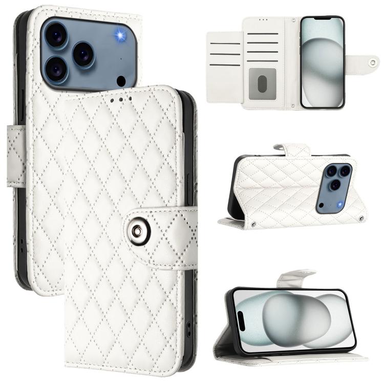 Étui de téléphone en cuir à rabat avec texture losange et cordon, Pour iPhone 17 Pro Max, Pour iPhone 17 Pro, Pour iPhone 17, Pour iPhone Air, Pour iPhone SE 2024, Pour iPhone 16 Pro Max, Pour iPhone 16 Pro, Pour iPhone 16 Plus