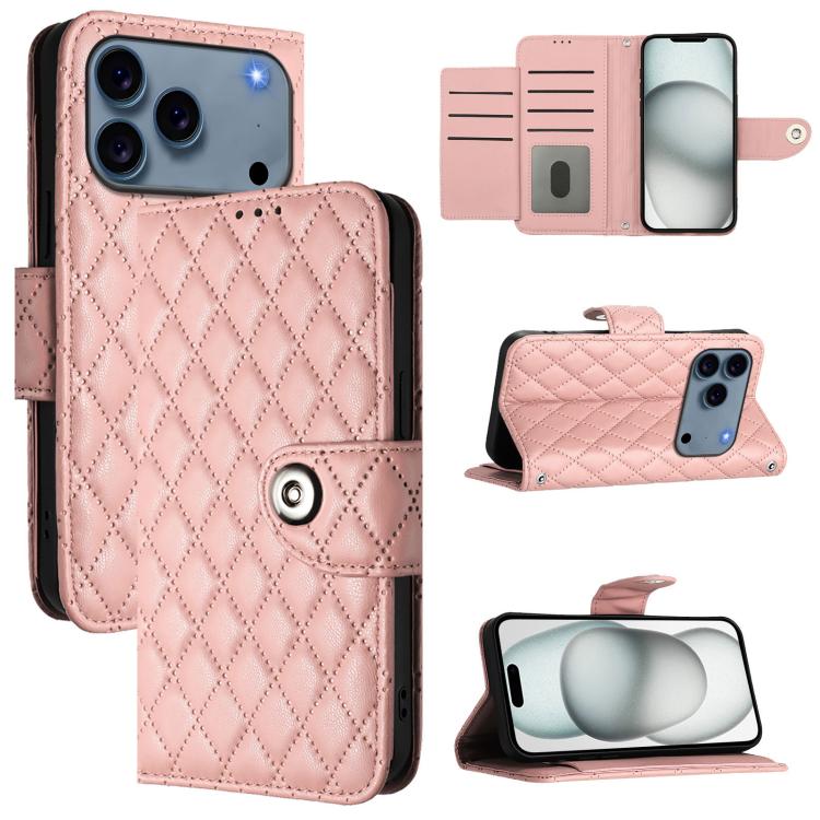 Étui de téléphone en cuir à rabat avec texture losange et cordon, Pour iPhone 17 Pro Max, Pour iPhone 17 Pro, Pour iPhone 17, Pour iPhone Air, Pour iPhone SE 2024, Pour iPhone 16 Pro Max, Pour iPhone 16 Pro, Pour iPhone 16 Plus
