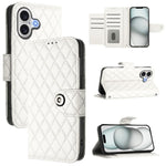 Étui de téléphone en cuir à rabat avec texture losange et cordon, Pour iPhone 17 Pro Max, Pour iPhone 17 Pro, Pour iPhone 17, Pour iPhone Air, Pour iPhone SE 2024, Pour iPhone 16 Pro Max, Pour iPhone 16 Pro, Pour iPhone 16 Plus