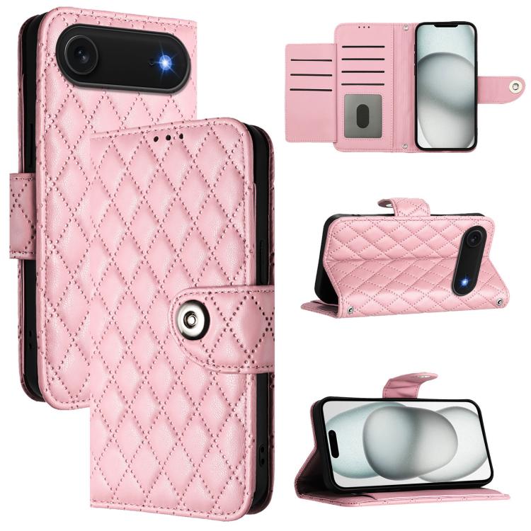 Étui de téléphone en cuir à rabat avec texture losange et cordon, Pour iPhone 17 Pro Max, Pour iPhone 17 Pro, Pour iPhone 17, Pour iPhone Air, Pour iPhone SE 2024, Pour iPhone 16 Pro Max, Pour iPhone 16 Pro, Pour iPhone 16 Plus