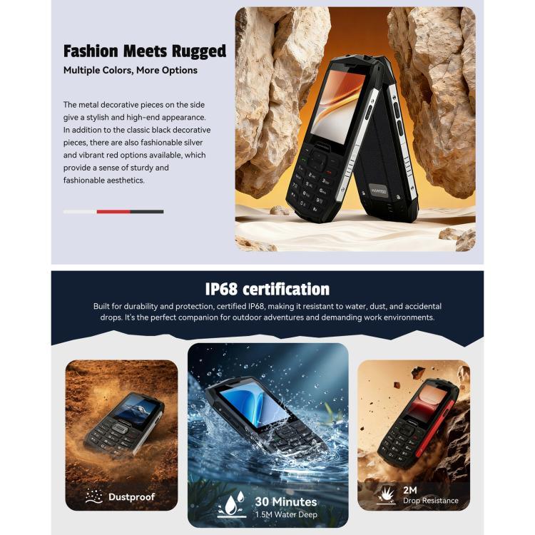 Téléphone robuste HAMTOD H3, 2,8 pouces T107 ARM CortexTM A7 Quad-core 1,0 GHz, Réseau: 4G, VoLTE, BT, SOS, Version UE