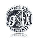 Perles lettres anglaises S925 en argent sterling 26 pour bracelet collier DIY, A, B, C, D, E, F, G, H, I, J, K, L, M, N, O, P, Q, R, S, T, U, V, W, X, Y, Z