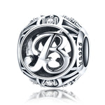 Perles lettres anglaises S925 en argent sterling 26 pour bracelet collier DIY, A, B, C, D, E, F, G, H, I, J, K, L, M, N, O, P, Q, R, S, T, U, V, W, X, Y, Z