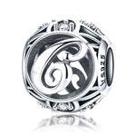 Perles lettres anglaises S925 en argent sterling 26 pour bracelet collier DIY, A, B, C, D, E, F, G, H, I, J, K, L, M, N, O, P, Q, R, S, T, U, V, W, X, Y, Z