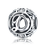 Perles lettres anglaises S925 en argent sterling 26 pour bracelet collier DIY, A, B, C, D, E, F, G, H, I, J, K, L, M, N, O, P, Q, R, S, T, U, V, W, X, Y, Z
