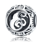 Perles lettres anglaises S925 en argent sterling 26 pour bracelet collier DIY, A, B, C, D, E, F, G, H, I, J, K, L, M, N, O, P, Q, R, S, T, U, V, W, X, Y, Z
