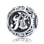 Perles lettres anglaises S925 en argent sterling 26 pour bracelet collier DIY, A, B, C, D, E, F, G, H, I, J, K, L, M, N, O, P, Q, R, S, T, U, V, W, X, Y, Z