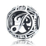 Perles lettres anglaises S925 en argent sterling 26 pour bracelet collier DIY, A, B, C, D, E, F, G, H, I, J, K, L, M, N, O, P, Q, R, S, T, U, V, W, X, Y, Z