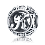 Perles lettres anglaises S925 en argent sterling 26 pour bracelet collier DIY, A, B, C, D, E, F, G, H, I, J, K, L, M, N, O, P, Q, R, S, T, U, V, W, X, Y, Z