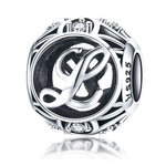 Perles lettres anglaises S925 en argent sterling 26 pour bracelet collier DIY, A, B, C, D, E, F, G, H, I, J, K, L, M, N, O, P, Q, R, S, T, U, V, W, X, Y, Z