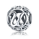 Perles lettres anglaises S925 en argent sterling 26 pour bracelet collier DIY, A, B, C, D, E, F, G, H, I, J, K, L, M, N, O, P, Q, R, S, T, U, V, W, X, Y, Z