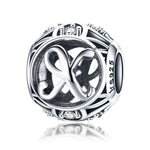 Perles lettres anglaises S925 en argent sterling 26 pour bracelet collier DIY, A, B, C, D, E, F, G, H, I, J, K, L, M, N, O, P, Q, R, S, T, U, V, W, X, Y, Z