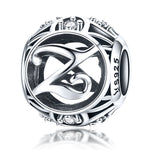 Perles lettres anglaises S925 en argent sterling 26 pour bracelet collier DIY, A, B, C, D, E, F, G, H, I, J, K, L, M, N, O, P, Q, R, S, T, U, V, W, X, Y, Z