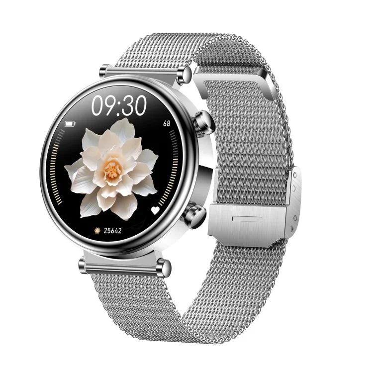 Montre connectée T86 pour femme, 1,27 pouce, appels Bluetooth, suivi du cycle physiologique, fréquence cardiaque, pression artérielle, glycémie, SOS