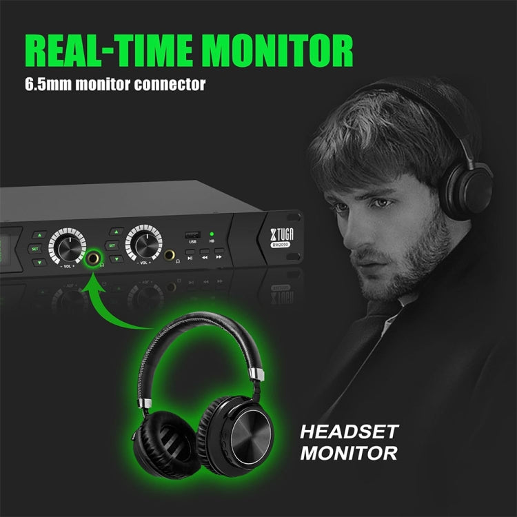 Système professionnel de monitoring intra-auriculaire sans fil 2 canaux XTUGA RW2090, 2 en 1, prise US, prise EU, prise AU, prise UK