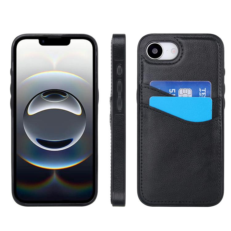Étui de téléphone en cuir de litchi avec fentes pour cartes, Pour iPhone 17e / 16e, Pour iPhone 17 Pro Max, Pour iPhone 17 Pro, Pour iPhone 17, Pour iPhone Air, Pour iPhone 16 Pro Max, Pour iPhone 16 Pro, Pour iPhone 16 Plus, Pour iPhone 16