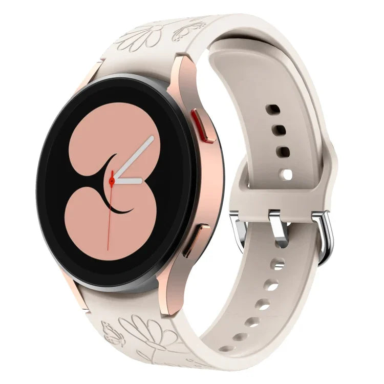 Bracelet de montre en silicone gaufré fleur papillon, pour Samsung Galaxy Watch 6